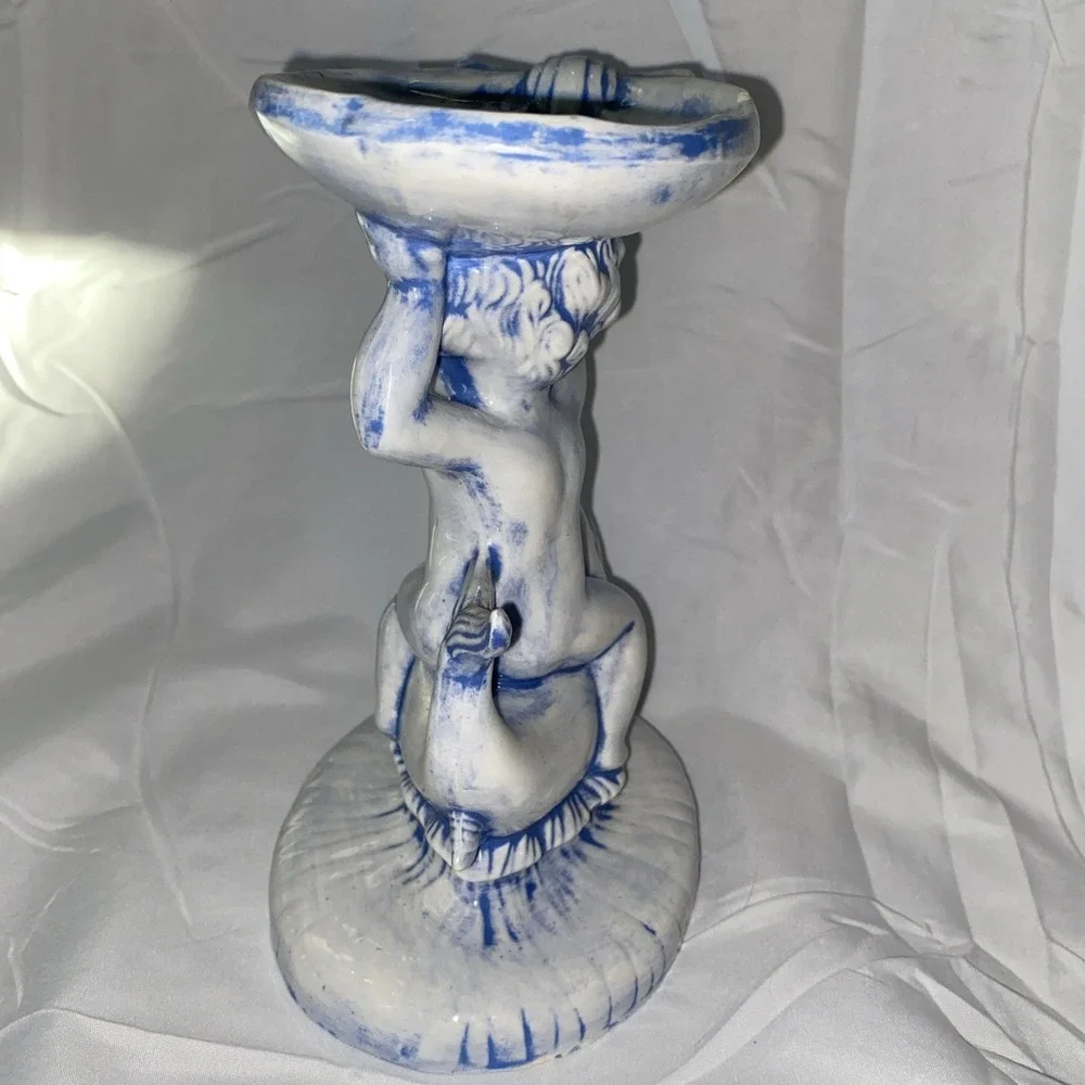 Vtg Ceramic Holland Mold Cherub On Dolphin Soap Dish
